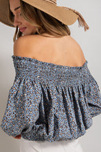 Load image into Gallery viewer, eesome ANIMAL PRINT SMOCKED OFF THE SHOULDER TOP