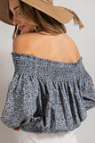 eesome ANIMAL PRINT SMOCKED OFF THE SHOULDER TOP