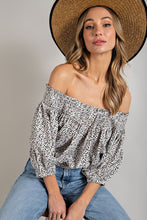 Load image into Gallery viewer, eesome ANIMAL PRINT SMOCKED OFF THE SHOULDER TOP