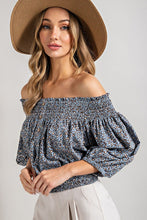 Load image into Gallery viewer, eesome ANIMAL PRINT SMOCKED OFF THE SHOULDER TOP