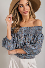 Load image into Gallery viewer, eesome ANIMAL PRINT SMOCKED OFF THE SHOULDER TOP