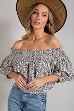 Load image into Gallery viewer, eesome ANIMAL PRINT SMOCKED OFF THE SHOULDER TOP