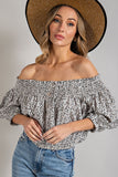 eesome ANIMAL PRINT SMOCKED OFF THE SHOULDER TOP