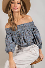 Load image into Gallery viewer, eesome ANIMAL PRINT SMOCKED OFF THE SHOULDER TOP