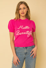 Load image into Gallery viewer, Gilli HELLO BEAUTIFUL SHORT SLEEVE SWEATER TOP