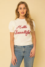 Load image into Gallery viewer, Gilli HELLO BEAUTIFUL SHORT SLEEVE SWEATER TOP