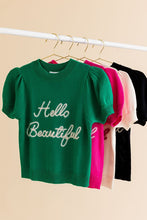 Load image into Gallery viewer, Gilli HELLO BEAUTIFUL SHORT SLEEVE SWEATER TOP