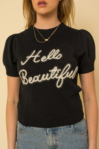 Gilli HELLO BEAUTIFUL SHORT SLEEVE SWEATER TOP