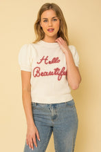 Load image into Gallery viewer, Gilli HELLO BEAUTIFUL SHORT SLEEVE SWEATER TOP