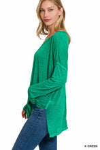 Load image into Gallery viewer, ZENANA MELANGE BURNOUT DOLMAN SLEEVE V-NECK TOP