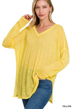 Load image into Gallery viewer, ZENANA MELANGE BURNOUT DOLMAN SLEEVE V-NECK TOP