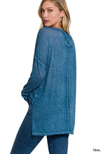 Load image into Gallery viewer, ZENANA MELANGE BURNOUT DOLMAN SLEEVE V-NECK TOP