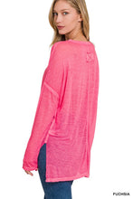 Load image into Gallery viewer, ZENANA MELANGE BURNOUT DOLMAN SLEEVE V-NECK TOP