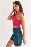 LE LIS MID LENGTH DENIM SHORTS