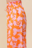 Lumiere TROPICAL PRINT WIDE PANTS WITH SELF TIE DRAWSTRING