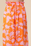 Lumiere TROPICAL PRINT WIDE PANTS WITH SELF TIE DRAWSTRING