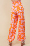 Lumiere TROPICAL PRINT WIDE PANTS WITH SELF TIE DRAWSTRING