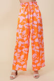 Lumiere TROPICAL PRINT WIDE PANTS WITH SELF TIE DRAWSTRING