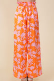 Lumiere TROPICAL PRINT WIDE PANTS WITH SELF TIE DRAWSTRING