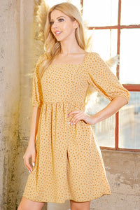 Orange Farm Clothing Spagetti Tie Back Puff Sleeve Woven Dress