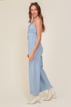 Load image into Gallery viewer, Lumiere DENIM BLUE SLEEVELESS JUMPSUIT WITH SELF FRONT TIE