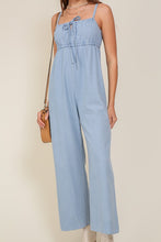 Load image into Gallery viewer, Lumiere DENIM BLUE SLEEVELESS JUMPSUIT WITH SELF FRONT TIE