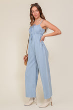 Load image into Gallery viewer, Lumiere DENIM BLUE SLEEVELESS JUMPSUIT WITH SELF FRONT TIE