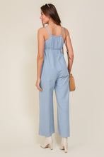 Load image into Gallery viewer, Lumiere DENIM BLUE SLEEVELESS JUMPSUIT WITH SELF FRONT TIE