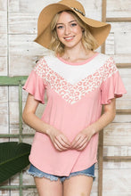 Load image into Gallery viewer, Orange Farm Clothing Multi Fabric Contrast Ruffle Slv Top