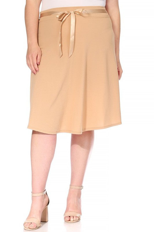 Moa Collection Plus size, solid, A-line, knee length skirt