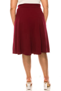 Moa Collection Plus size, solid, A-line, knee length skirt