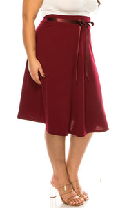 Moa Collection Plus size, solid, A-line, knee length skirt