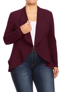 Moa Collection Plus Casual Solid open front jacket blazer