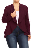 Moa Collection Plus Casual Solid open front jacket blazer