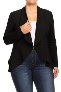 Moa Collection Plus Casual Solid open front jacket blazer