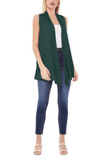 Load image into Gallery viewer, Moa Collection Solid, long body open front vest in a loose fit