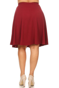 Moa Collection Solid high waisted A-line knee length skirt