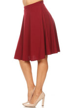 Load image into Gallery viewer, Moa Collection Solid high waisted A-line knee length skirt