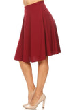 Moa Collection Solid high waisted A-line knee length skirt