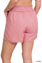 Load image into Gallery viewer, ZENANA LINEN FRAYED HEM DRAWSTRING SHORTS WITH POCKETS