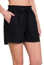 Load image into Gallery viewer, ZENANA LINEN FRAYED HEM DRAWSTRING SHORTS WITH POCKETS