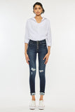 Kan Can USA High Rise Button Down Cuffed Ankle Skinny Jeans