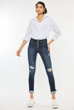 Kan Can USA High Rise Button Down Cuffed Ankle Skinny Jeans