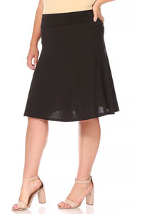 Moa Collection Plus size, solid, A-line pull on skirt