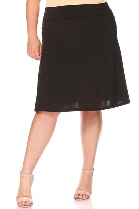 Moa Collection Plus size, solid, A-line pull on skirt