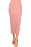 Moa Collection Solid Midi Pencil Skirt