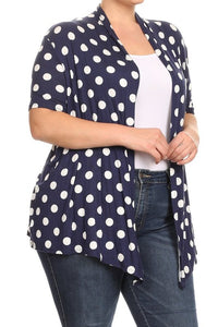 Moa Collection Polka dot Open Front Short sleeve cardigan