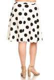 Moa Collection Polka dot printed, high waisted knee length skirt plus