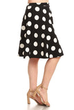 Moa Collection Polka dot printed, high waisted knee length skirt plus