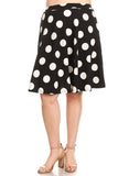 Moa Collection Polka dot printed, high waisted knee length skirt plus